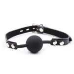OHMAMA FETISH - BALL GAG IN SILICONE CON CINTURA IN PELLE (LUCCHETTO INCLUSO) - immagine 2