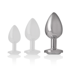 INTENSE - PLUG ANALE IN METALLO ALLUMINIO CON CRISTALLO ARGENTO MISURA L - immagine 5