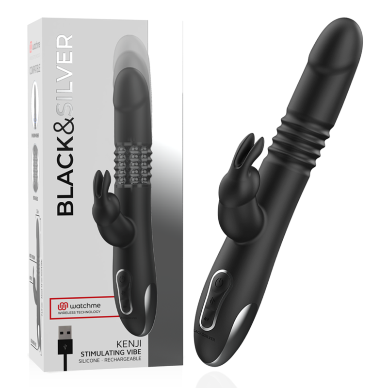 BLACKSILVER - KENJI VIBRATORE RABBIT UP  DOWN + TELECOMANDO WATCHME