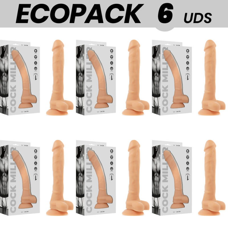 ECOPACK 6 UNIT - COCK MILLER COCKSIL ARTICOLABILE IN SILICONE DENSIT 24 CM