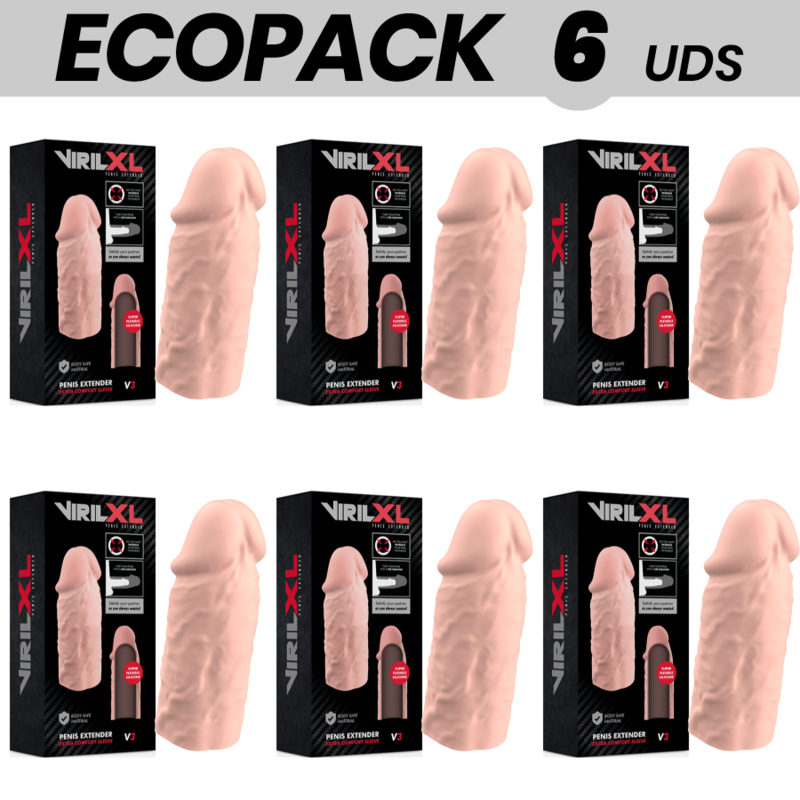 img_146082_363dab86cc8cbe2865018270c77e986b_1.png ECOPACK 6 UNIT - ESTENSIONE NATURALE DEL PENE VIRILXL SILICONE LIQUIDO V3 - immagine 1