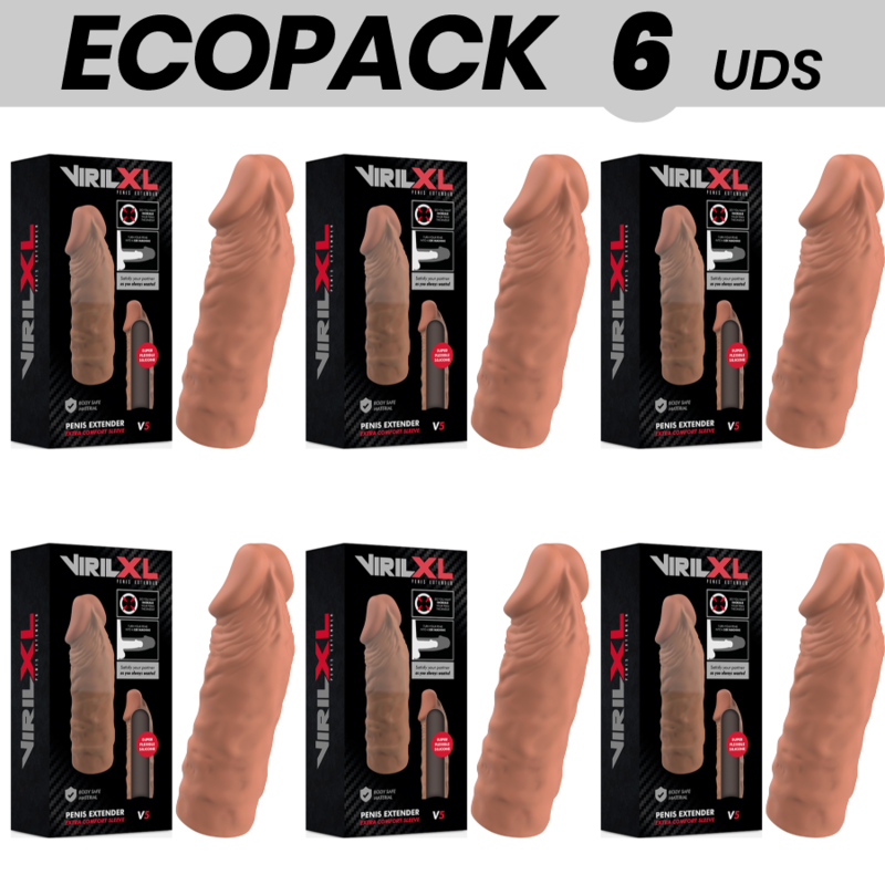 ECOPACK 6 UNIT - ESTENSIONE DEL PENE IN SILICONE LIQUIDO VIRILXL V5 MARRONE