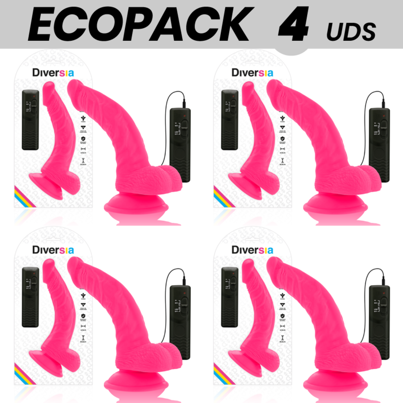ECOPACK 6 UNIT - DIVERSIA DILDO VIBRANTE FLESSIBILE ROSA 21.5 CM -O- 4.5 CM