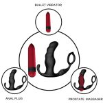 ARMONY - VIBRATORE ANALE PROSTATA KNIGHT E TELECOMANDO ANELLO NERO - immagine 3