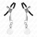 KINK - MORSETTI PER CAPEZZOLI PERLINE DI VETRO ARGENTO 6 CM - immagine 2
