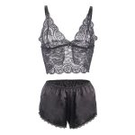 SUBBLIME - 953911 CAMICIA DA NOTTE IN SETA E PIZZO + SLIP NERO S/M - immagine 5
