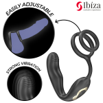 IBIZA - WIGGLE PLUG ANALE ROTANTE TELECOMANDATO CON VIBRAZIONE PERINEALE E ANELLI PER LESTENSIONE DEL PENE - immagine 3