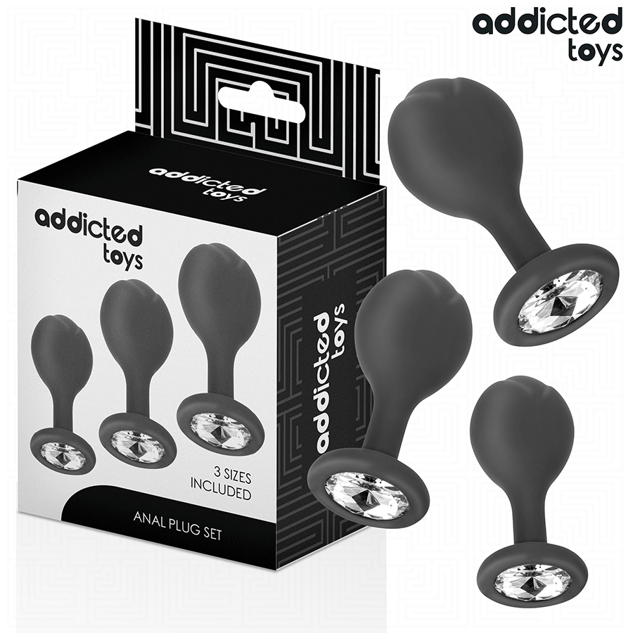 ADDICTED TOYS - SET DI 3 TAPPI ANALI CON GIOIELLO