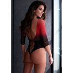 PASSION - BS118 BODYSTOCKING IN RETE NERA E ROSSA - immagine 3