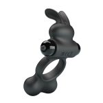 PRETTY LOVE - ANELLO PER PENE VIBRANTE CON STIMOLATORE A FORMA DI CONIGLIETTO, 10 FUNZIONI, NERO - immagine 2