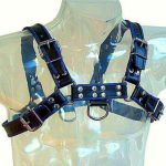 LEATHER BODY - IMBRACATURA IN PELLE BLU E NERA PER BULLDOG - immagine 2
