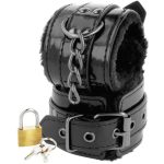 DARKNESS - MANETTE ALLA CAVIGLIA REGOLABILI IN PELLE NERA CON LUCCHETTO - immagine 3